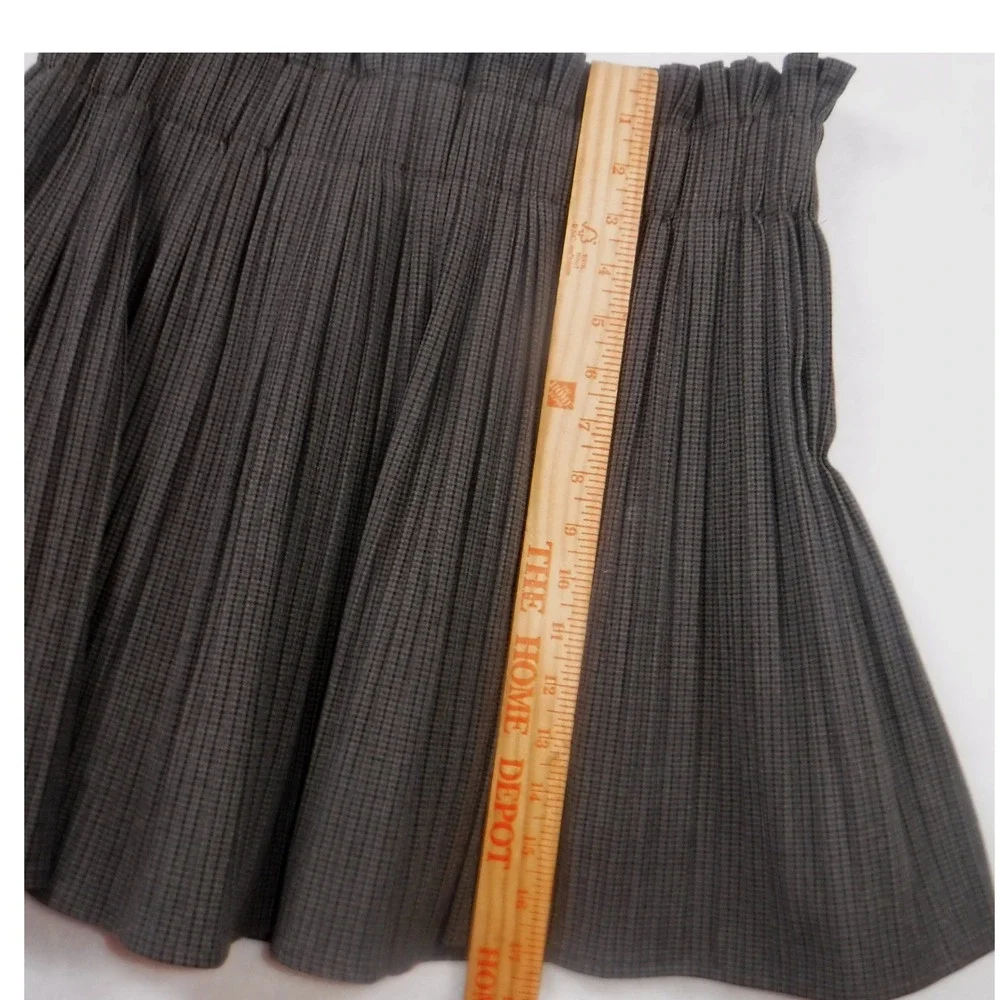 Zara Woman Brown Micro Check Pleated Paperbag Waist Mini Skirt Large - Picture 6 of 11